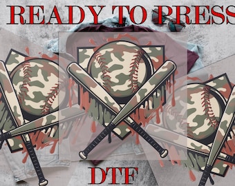 Ice Cream Drip Camo Baseball DTF Transfer, Baseball Camo Respect Drip DTF Transfer, Baseball Ice Cream Drip, Direct to Film, Ready To Press