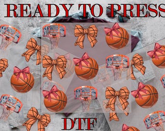 Coquette Basketball Bow DTF Transfer, Sport Mom DTF Transfer, Coquette Basketball, Direct to Film, Ready To Press, DTF Prints