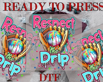 Respect the Drip Baseball Ice Cream DTF Transfer, Baseball Respect Drip DTF Transfer, Baseball Ice Cream, Direct to Film, Ready To Press