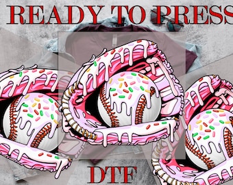 Pink Baseball Ice Cream Drip DTF Transfer, Baseball Respect Drip DTF Transfer, Baseball Ice Cream, Direct to Film, Ready To Press