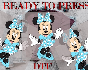 Minnie Mouse DTF Transfer, Minnie Mouse Disney DTF, Minnie Mouse Blue Disney, Direct to Film, Ready To Press, Prints