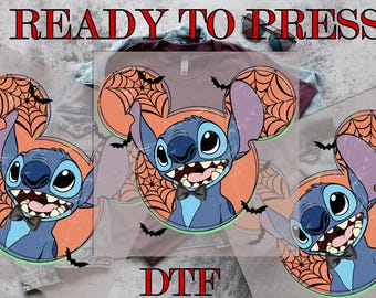 Stitch Halloween DTF Transfer, Disney Stitch and Angel DTF, Disney Stitch Halloween, Direct to Film, Ready To Press, DTF Prints
