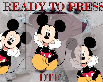 Mickey Mouse DTF Transfer, Mickey Mouse Disney DTF, Mickey Mouse Cute Sitting DTF, Direct to Film, Ready To Press, Prints