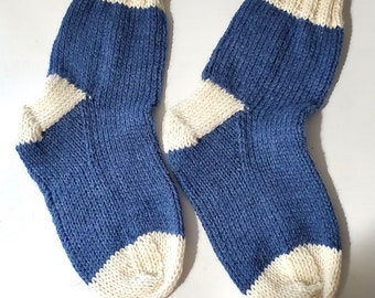 Adult Wool Socks - Handknit - 8-1/2" Foot