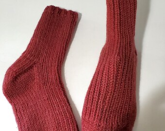 Hand Knitted Wool Socks Fits Slender 9" foot