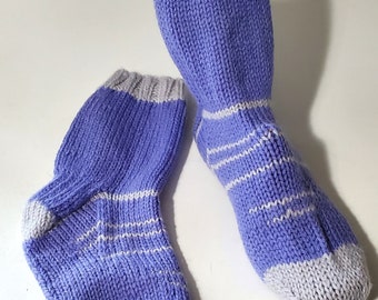 Hand Knit Wool Socks - Fits foot length 8"