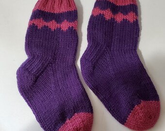 HandKnit Wool Socks - Women's 7" foot - Toasty!