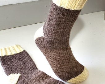 Adult Wool Socks - Hand Knit - 9" foot