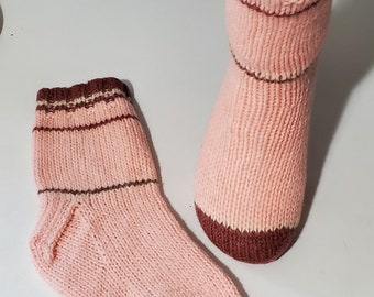 Hand Knit Wool Socks Women's 8" foot