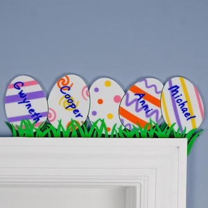 Personalized Easter Egg Door Topper | Colorful Dyed Easter Eggs Door Corner Decoration | Over the Door Decor | Door Corner Decor