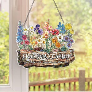 Grandma&#39;s Garden Hologram Window Hanging: Birth Flower Gift
