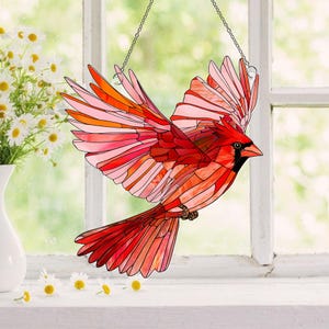 Roter Kardinal Sonnenfänger: Acryl Vogel Fensterschmuck