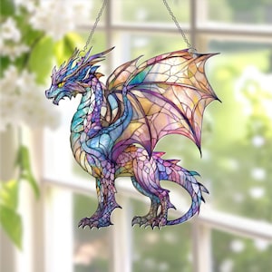 Dragon  Acrylic Suncatcher, Fantasy Dragon Window Hanging, Gift For Dragon Lovers, Book Fantasy Gift