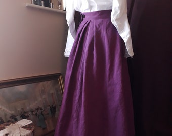 Edwardian Walking Skirt, SYLVIA SKIRT, Long Linen Skirt, Edwardian Costume