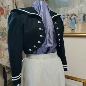 Edwardian Bolero, SYLVIA SEASIDE JACKET, Sailor Collar Jacket, Edwardian Costume, Edwardian Jacket
