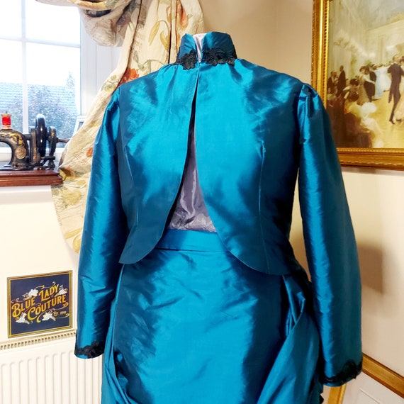 Victorian Bolero Jacket Taffeta Jacket With Black Lace Etsy