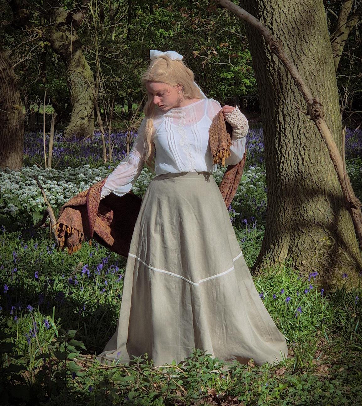 Edwardian Linen Walking Skirt: Emmeline Gored Skirt, Vintage Style