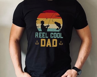 Shirt cool vader met haspel, vintage T-shirt voor vader vissen, vaderdagcadeau visser, grappig T-shirt voor buiten Dad