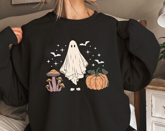 Halloween Geist Kürbis Gewürz latte Sweatshirt, Womens Halloween Shirt, süßes Geist Shirt, gruselige Saison, süßes Herbst Shirt, Herbst Kürbis Shirt