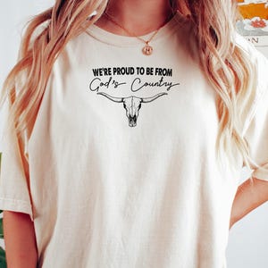 Boho Cow Skull Shirt, Western Proud to Be from God's Country Shirt,Wild West Shirt,Minimalist Cowgirl Shirt,Bull Skull T-shirt,Country Music