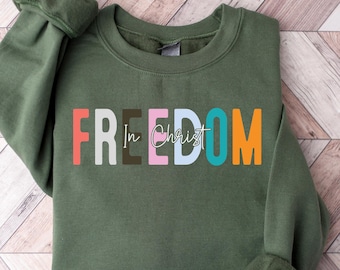 Bluza z kapturem In Christ Freedom, Koszulki chrześcijańskie, Koszulka wiary, Koszulka Freedom, Koszulka American Veteran, Strój na Dzień Niepodległości, Koszulka Fourth of July
