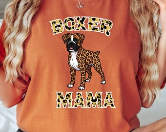 Leopard Dog Mama T-Shirt, Custom Pet Mom Gift, Animal Print Dog Lover Tee, Great for Poodle Labrador German Shepherd Golden Retriever breeds