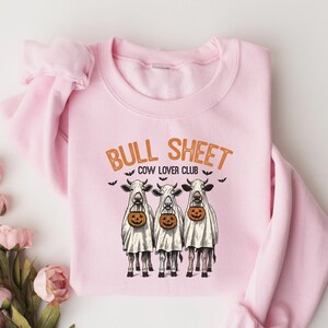 Bull Sheet Cow Lover Club Sweatshirt, Spooky Cow Halloween Sweatshirt, Halloween Ghost Cow Shirt, Cow Lover T-Shirt, Western Halloween Shirt