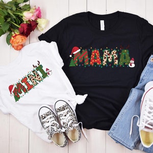 Mama and Mini Christmas Shirts, Mommy and Me Christmas Matching Shirts, Mom and Daughter Gifts,Christmas Family T-Shirts,Unique Holiday Gift