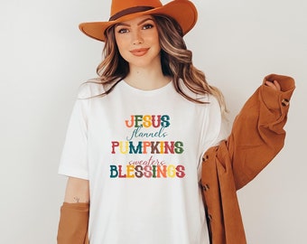 Jesus Flannels Pumpkins Shirt, Bible Verse Tee, Faith Shirt, Jesus Shirt, Thanksgiving Shirt, Pumpkin Shirt, Fall Sweatshirt, Autumn Sweater