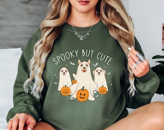 Halloween-hondensweater, Ghost Dog-shirt, Halloween-sweater, Halloween-sweater, retro griezelig seizoen, cadeau hondenliefhebber, Halloween-cadeau dames