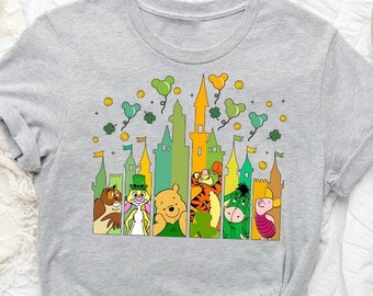 Winnie The Pooh and Friends St Patrick’s Day Shirt, Winnie the Pooh Disney Castle Shirt,Disney St Patrick’s Day T-Shirt,Cute Pooh Bear Shirt
