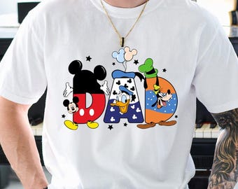 Maglietta Disney per papà - Maglietta Topolino, Paperino e Pippo per papà - Maglietta Disney per la festa del papà - Maglietta per la gita in famiglia a Disneyland - Maglietta coordinata Disney per papà