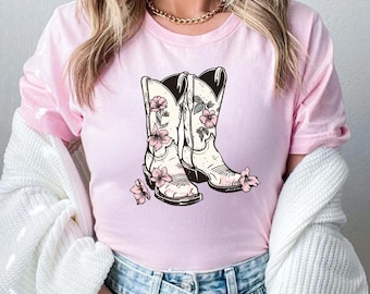 Cowgirl Boots Shirt, Vintage Western Sweatshirt, Cowboy Boots Shirt, Womens Western Cowgirl Shirt, Trendy Graphic Tee, Cute Country Shirts