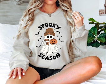 Halloween Ghost Sweatshirt, Halloween Shirt, Cute Halloween Ghost Shirt, Spooky Season Shirt, Halloween Women's Shirt, Gift For Halloween