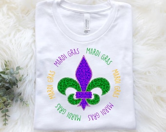 Fleur De Lis Shirt Mardi Gras Shirt, Mardi Gras Shirt for Women, Mardi Gras Shirt, Mardi Gras Clothing, Louisiana Sweatshirt,Mardi Gras Gift