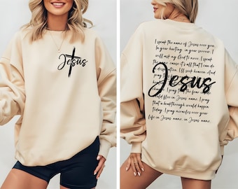 Bluza z nadrukiem Jezusa, Mówię imię Jezusa, Koszulka chrześcijańska, Bluza religijna dla kobiet, Koszulka z krzyżem Jezusa, Koszulka z wersetami biblijnymi, Koszulka z wiarą
