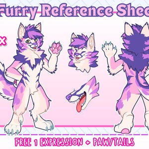 Custom Furry Character Sheet : Anthro Reference Art and Fursona Commission, Personalized Character Design