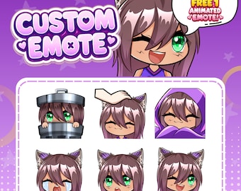 Emote personalizado de Twitch / Emotes animados / Estilo anime chibi / YCH