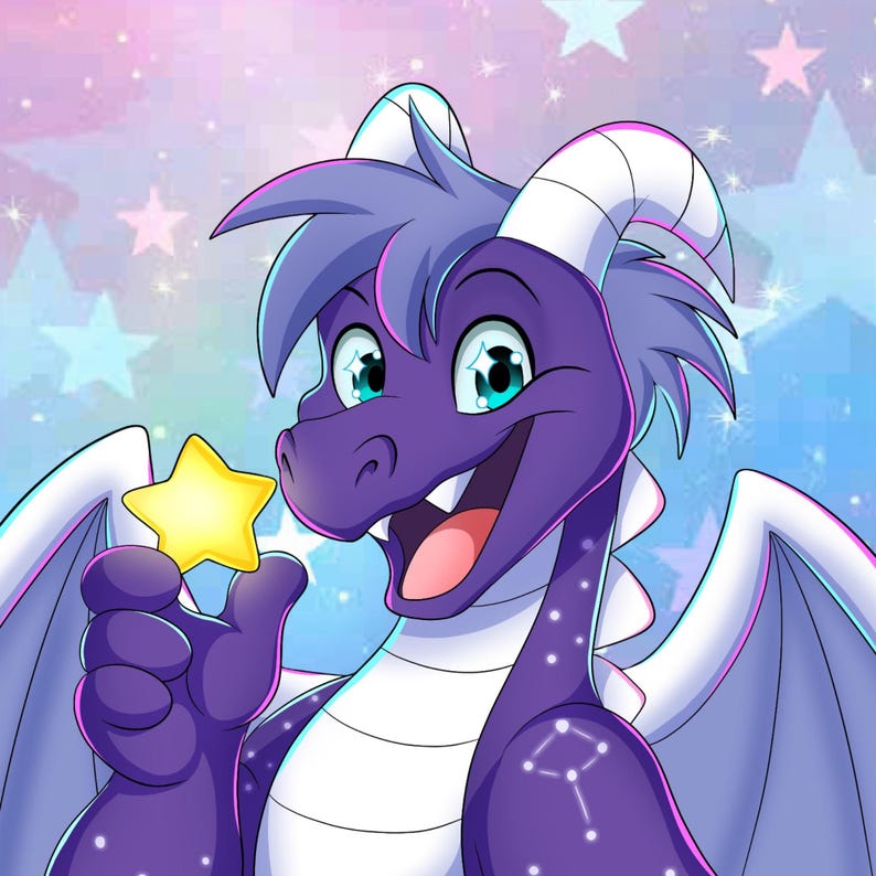 Vibrant and eye-catching furry art commission promotional image featuring a colorful digital illustration in a bold cartoon style. The artwork showcases detailed shading, smooth gradients, and bright neon tones with a dynamic circular background. Perfect for advertising custom furry art, digital character design, or personalized illustration commissions for fans of vibrant anthro art styles.