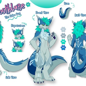 Custom Furry Character Sheet | Anthro Fursona Reference Design (Digital)