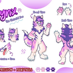 Hoja de referencia personalizada para personajes furry: Referencia de fursona, encargo de arte furry, antropomórfico (producto digital)