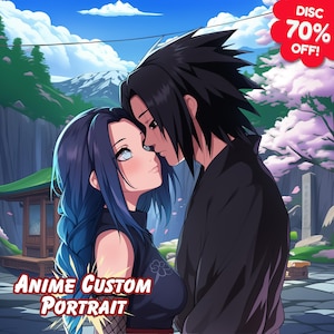 Personalized Anime Portrait, Custom Gift, Couple, Christmas, Halloween, Fathers day, Birthday gift, valentine&#39;s, Family Portrait In Anime