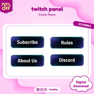 Simple Theme Twtich Panels | Twitch | Discord | Twitch Overlay | Discord | Panel Bundle | Stream Layout | Stream Asset | Streaming