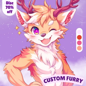 Custom Furry Art Commission: Cartoon Style Fursona Avatar