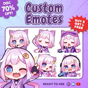 Aangepaste twitch-emote, geanimeerde emote, twitch-emote voor streamer Twitch, schattige chibi-animestijl, anime-emote, Vtuber-emote, chibi-emote