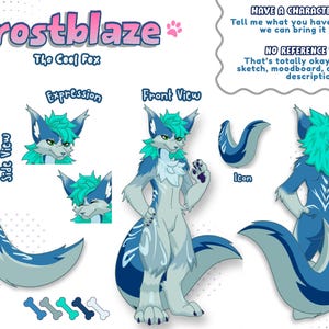 Niestandardowa karta postaci Furry | Projekt referencyjny Anthro Fursona, ilustracja artystyczna (cyfrowa)