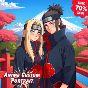 Personalized Anime Portrait, Custom Gift, Couple, Christmas, Halloween, Fathers day, Birthday gift, valentine&#39;s, Family Portrait In Anime
