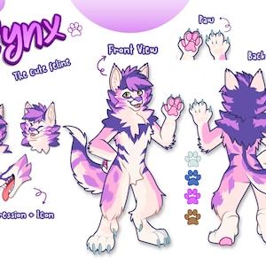 Custom Furry Reference Sheet: Fursona Ref, Furry Art Commission, Anthro (Digital Product)