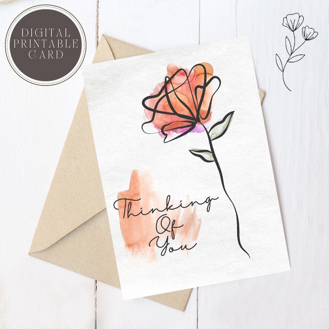 Floral Thinking of You Card Printable Digital Greeting Card - Etsy