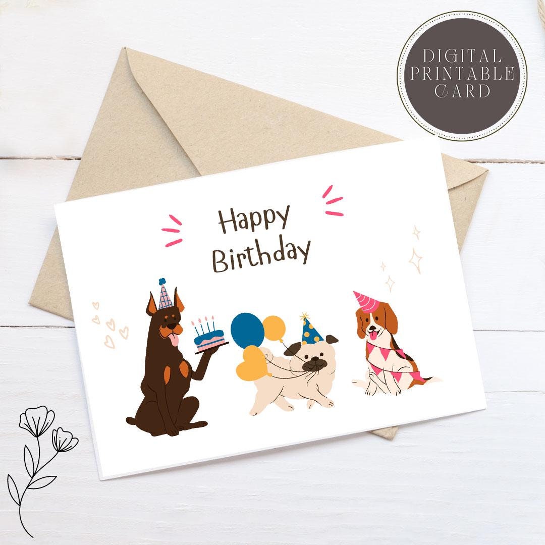 Funny Dog Birthday Card Printable Digital Greeting Card - Etsy